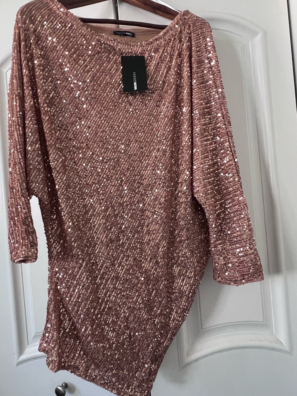 Rose gold mini dress